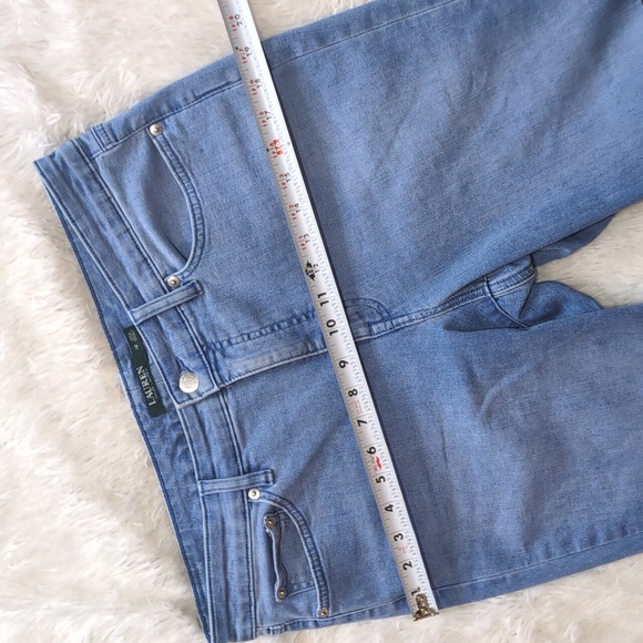 Lauren Ralph Lauren Blue Embroidered Straight Crop Jeans Size 12 - Picture 11 of 13